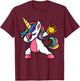Girls Funny Dabbing Softball Unicorn Apparel Kids Dab T-Shirt - T-Shirt | Maroon
