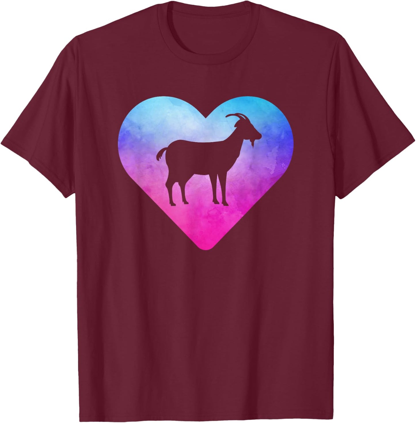 Women or Girls Goat T-Shirt - T-Shirt | Maroon