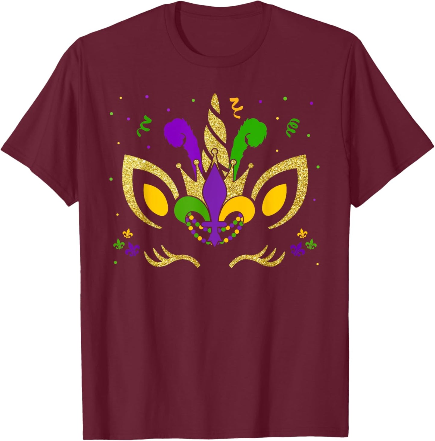 Mardi Gras Unicorn Party Costume Girl Kids Toddler T-Shirt - T-Shirt | Maroon