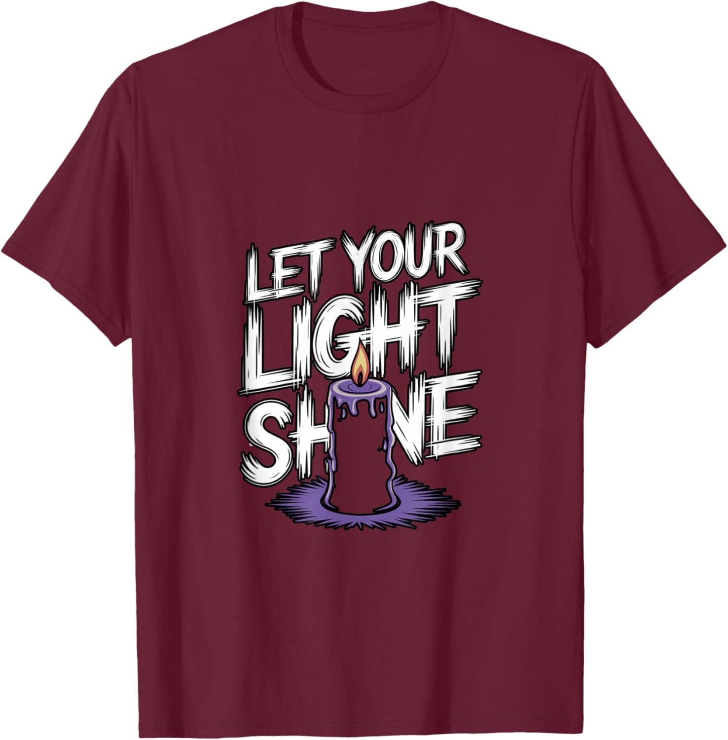Let Your Light Shine Candle Christian Biblical Inspiration T-Shirt - T-Shirt | Maroon