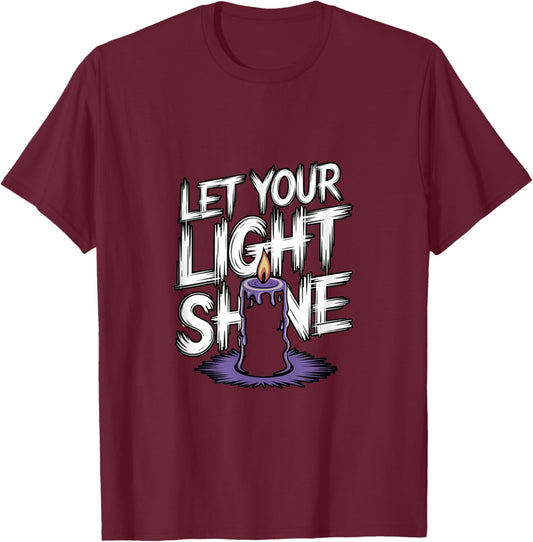 Let Your Light Shine Candle Christian Biblical Inspiration T-Shirt - T-Shirt | Maroon