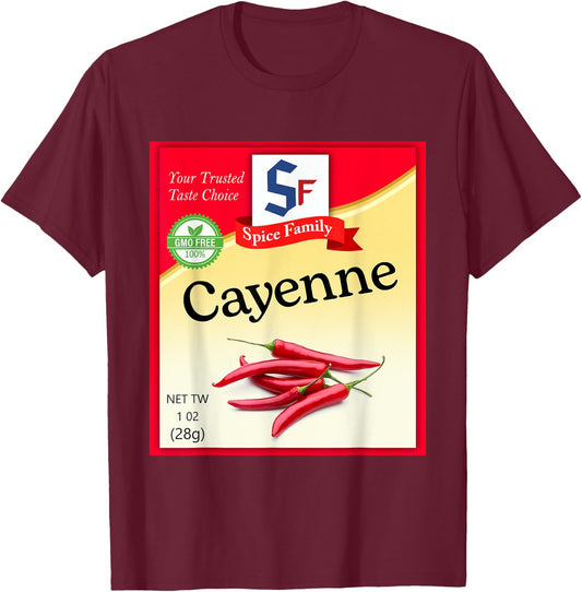 Pepper Cayenne Condiment Costume Holiday Spice Costumes T-Shirt - T-Shirt | Maroon