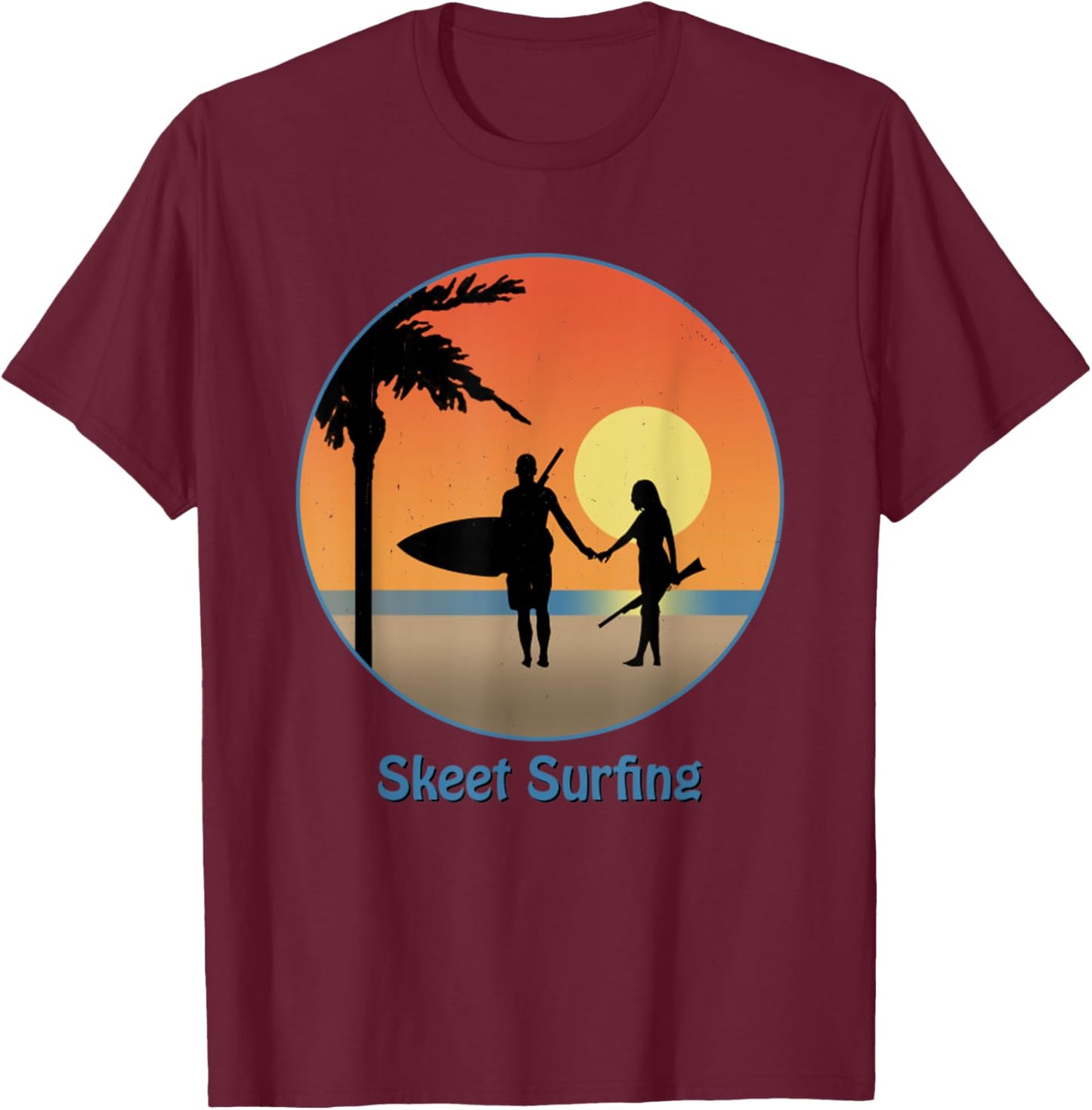 Skeet Surfing Top Secret Vintage Sunset Beach Women T-Shirt - T-Shirt | Maroon