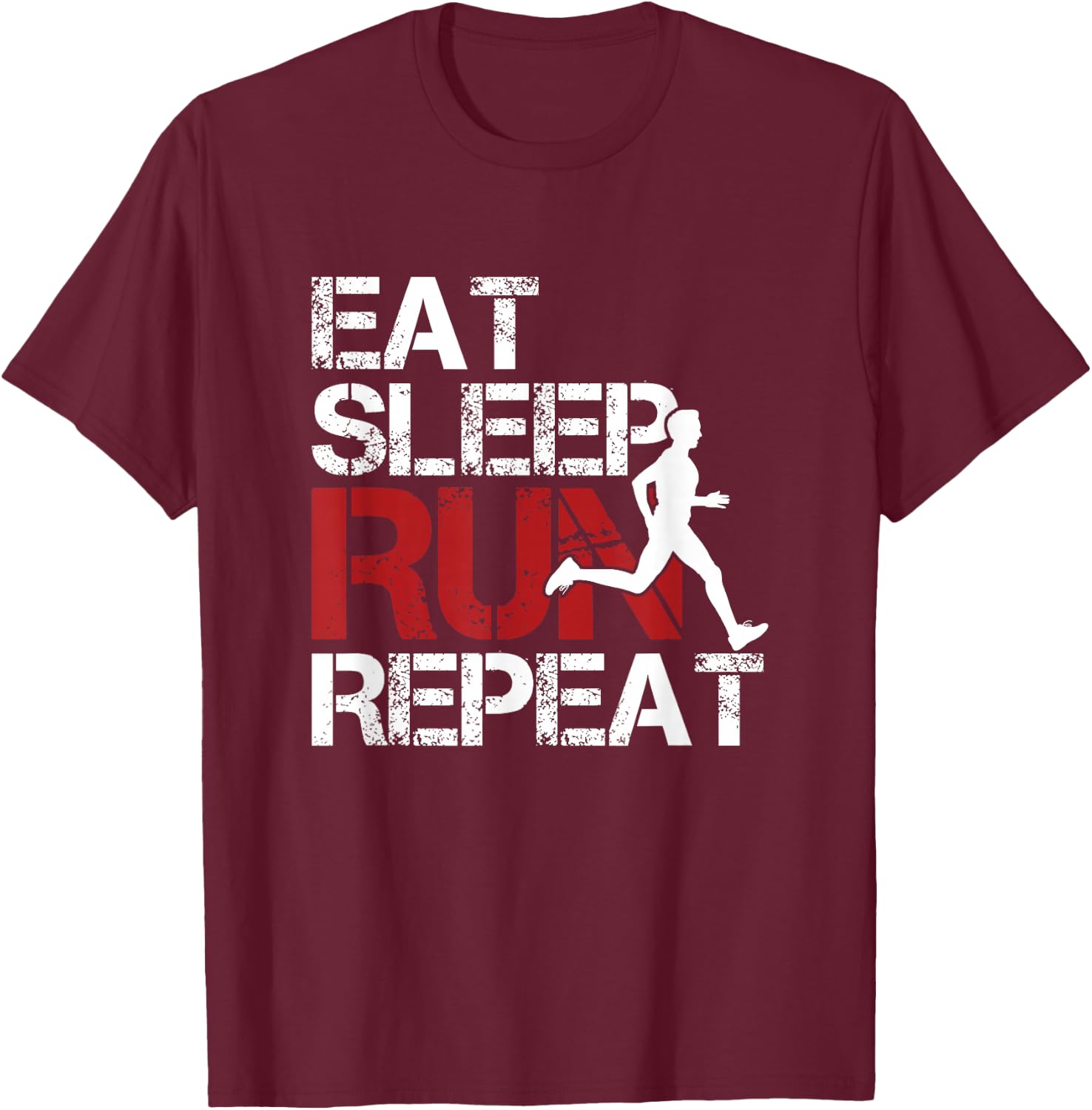 Eat Sleep Run Repeat Track & Field Running T-Shirt - T-Shirt | Maroon