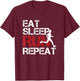Eat Sleep Run Repeat Track & Field Running T-Shirt - T-Shirt | Maroon