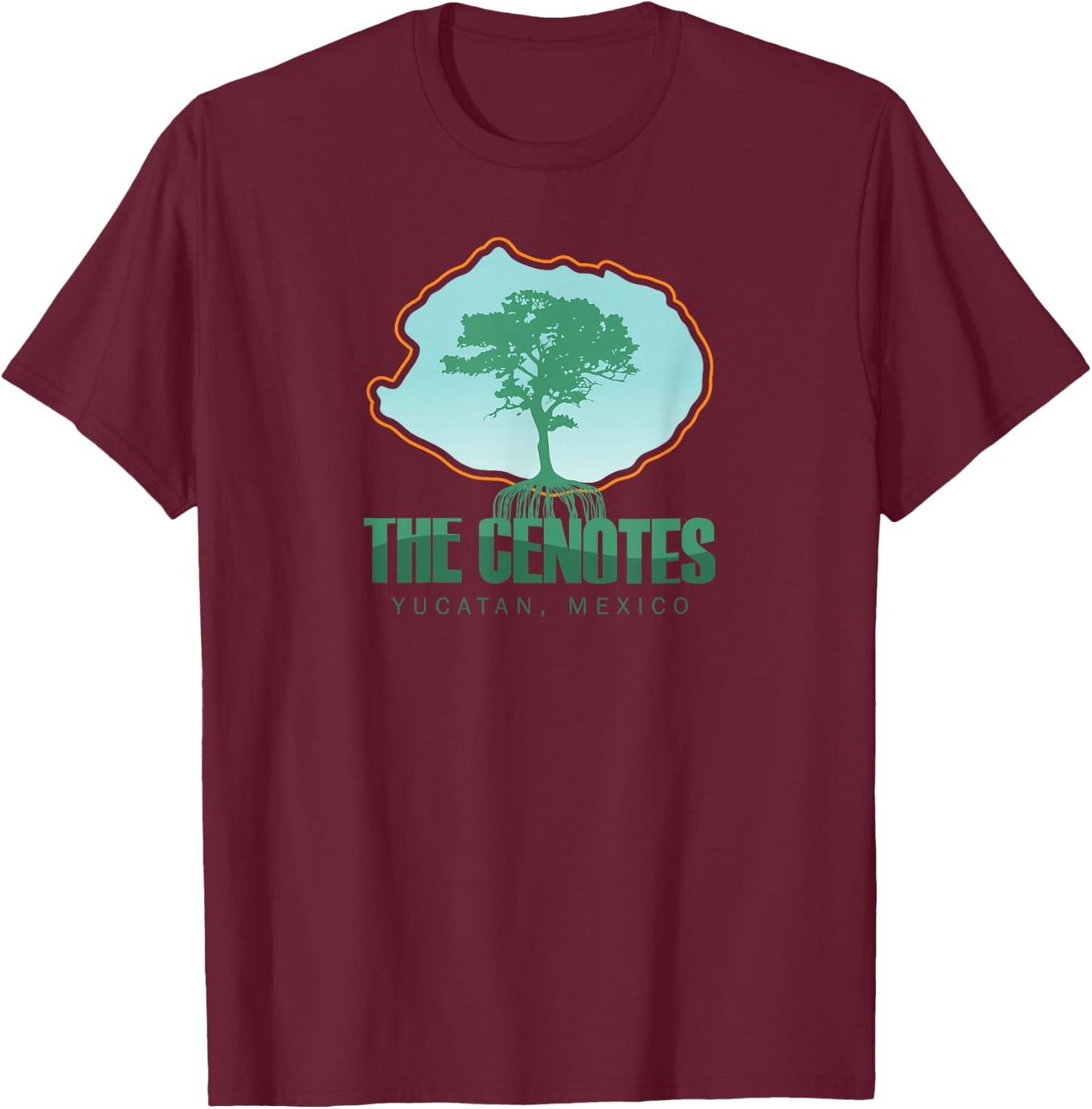 The Cenotes - Yucatan, Mexico T-Shirt - T-Shirt | Maroon