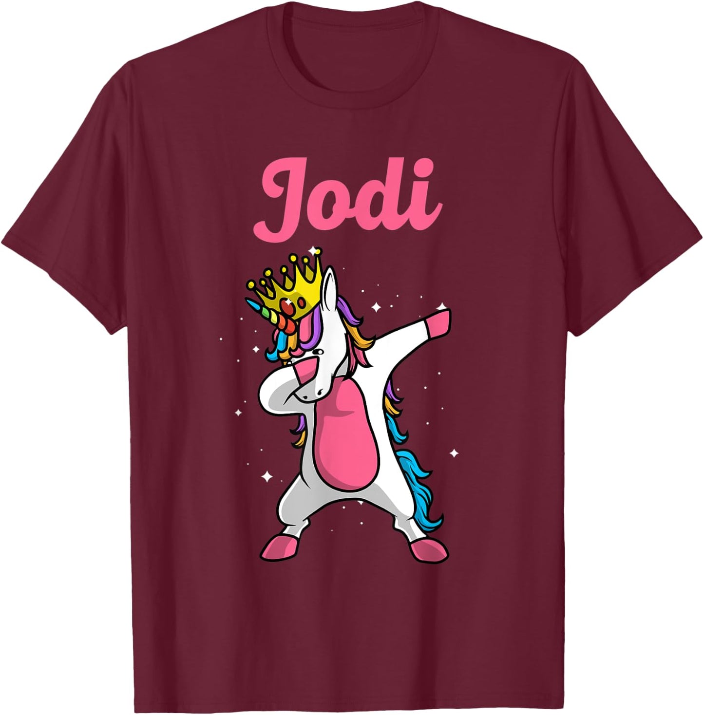 JODI Gift Name Personalized Birthday Dabbing Unicorn Queen T-Shirt - T-Shirt | Maroon