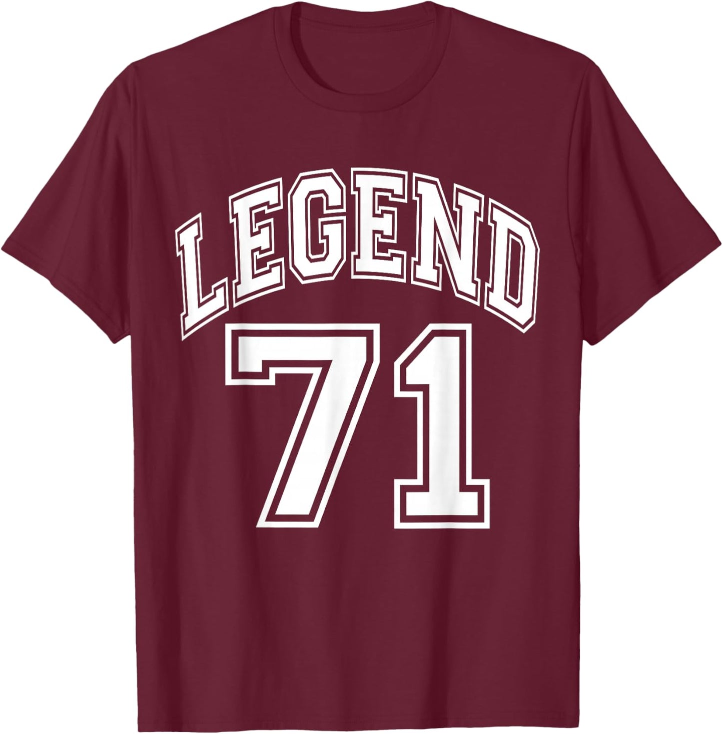 Legend 71 Years Old Number Team 71st Birthday Graphic T-Shirt - T-Shirt | Maroon