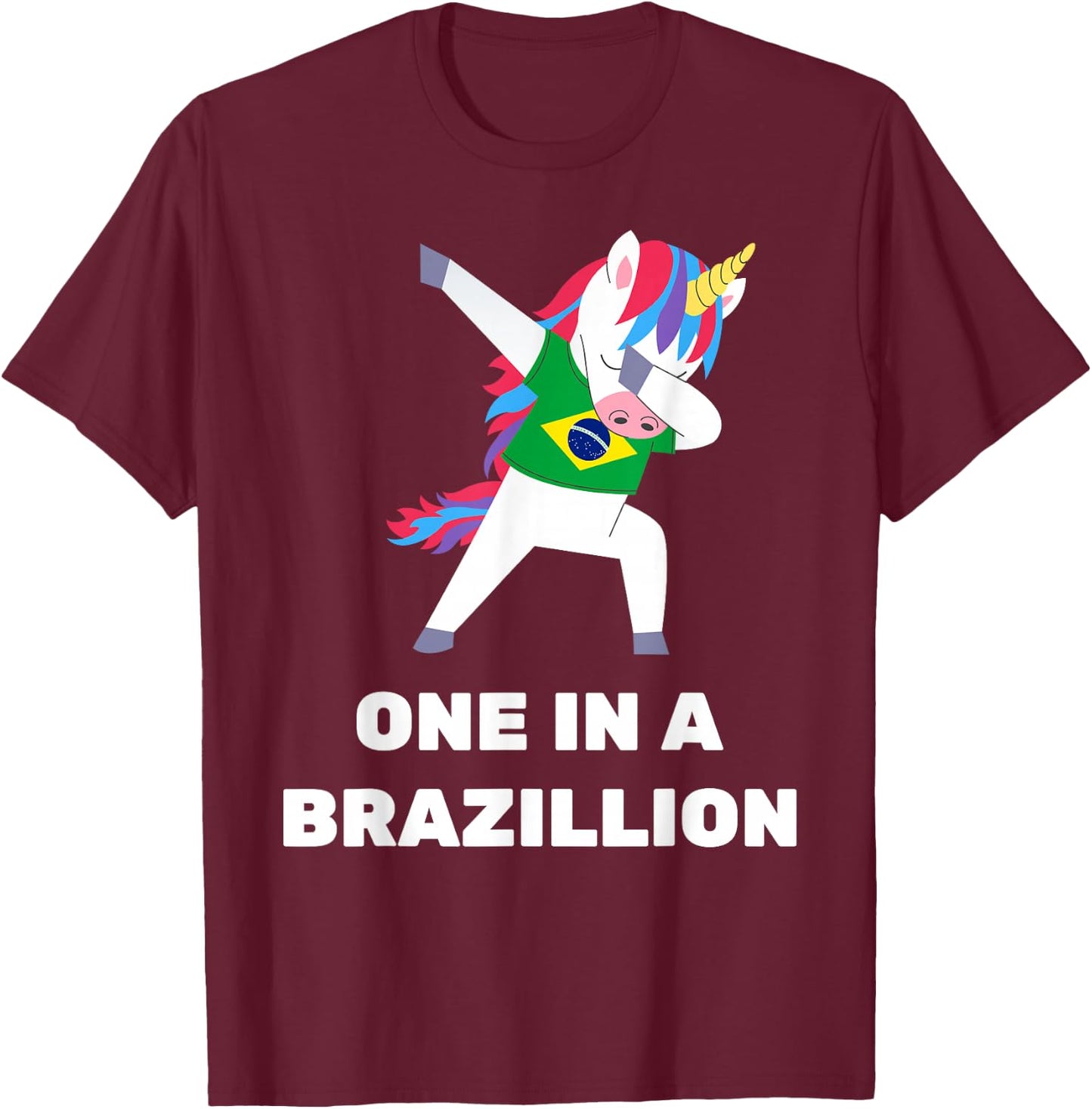 Funny Brazilian Unicorn Brazil Flag Brasil T-Shirt - T-Shirt | Maroon