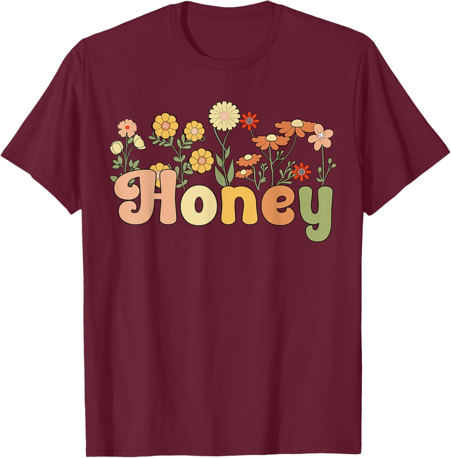 Groovy Honey Grandmother Flowers Honey Grandma T-Shirt - T-Shirt | Maroon