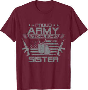 Proud Army National Guard Sister Flag USA Military Veteran T-Shirt - T-Shirt | Maroon
