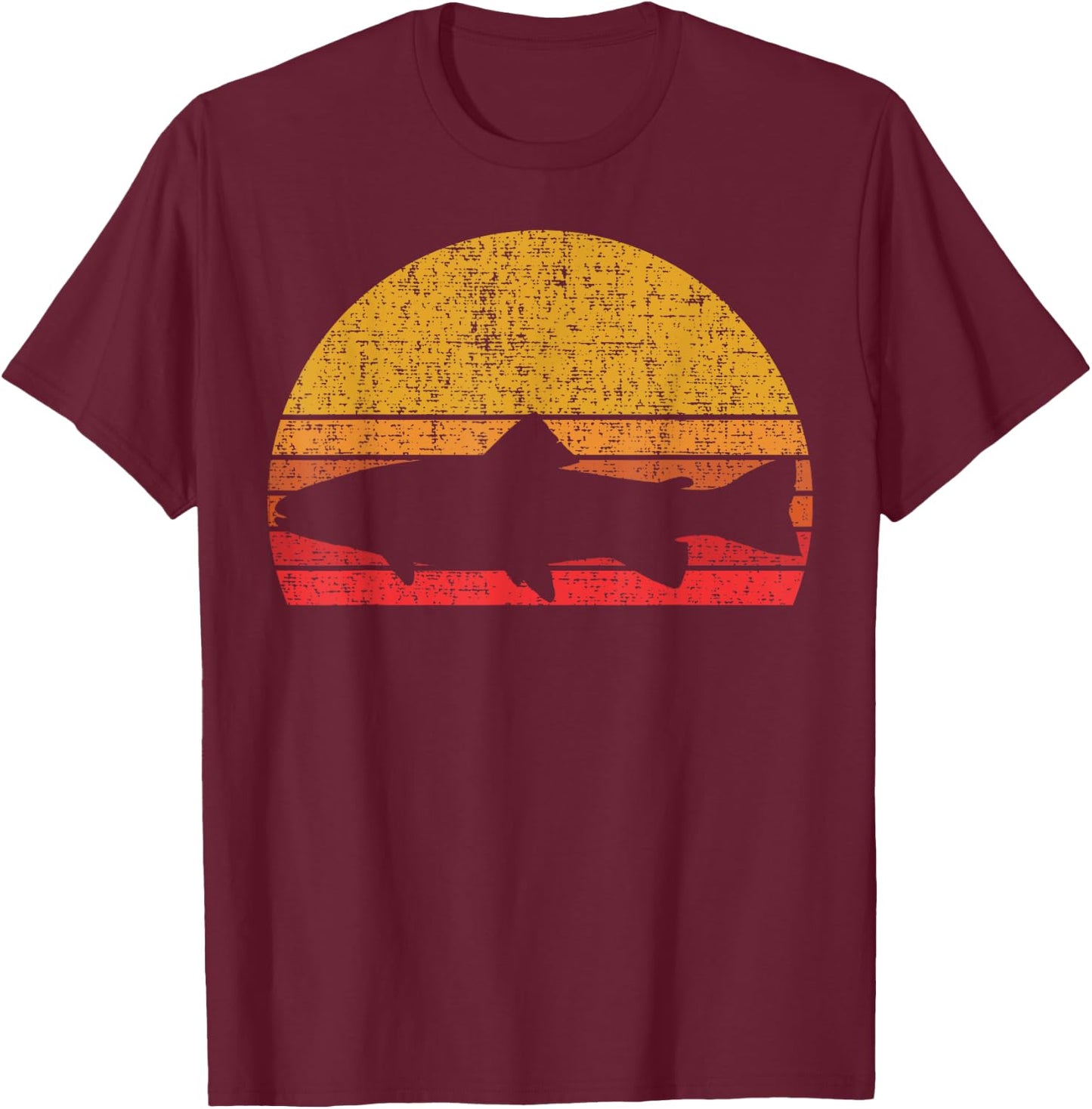 Steelhead Fishing Retro Trout Fisherman T-Shirt - T-Shirt | Maroon
