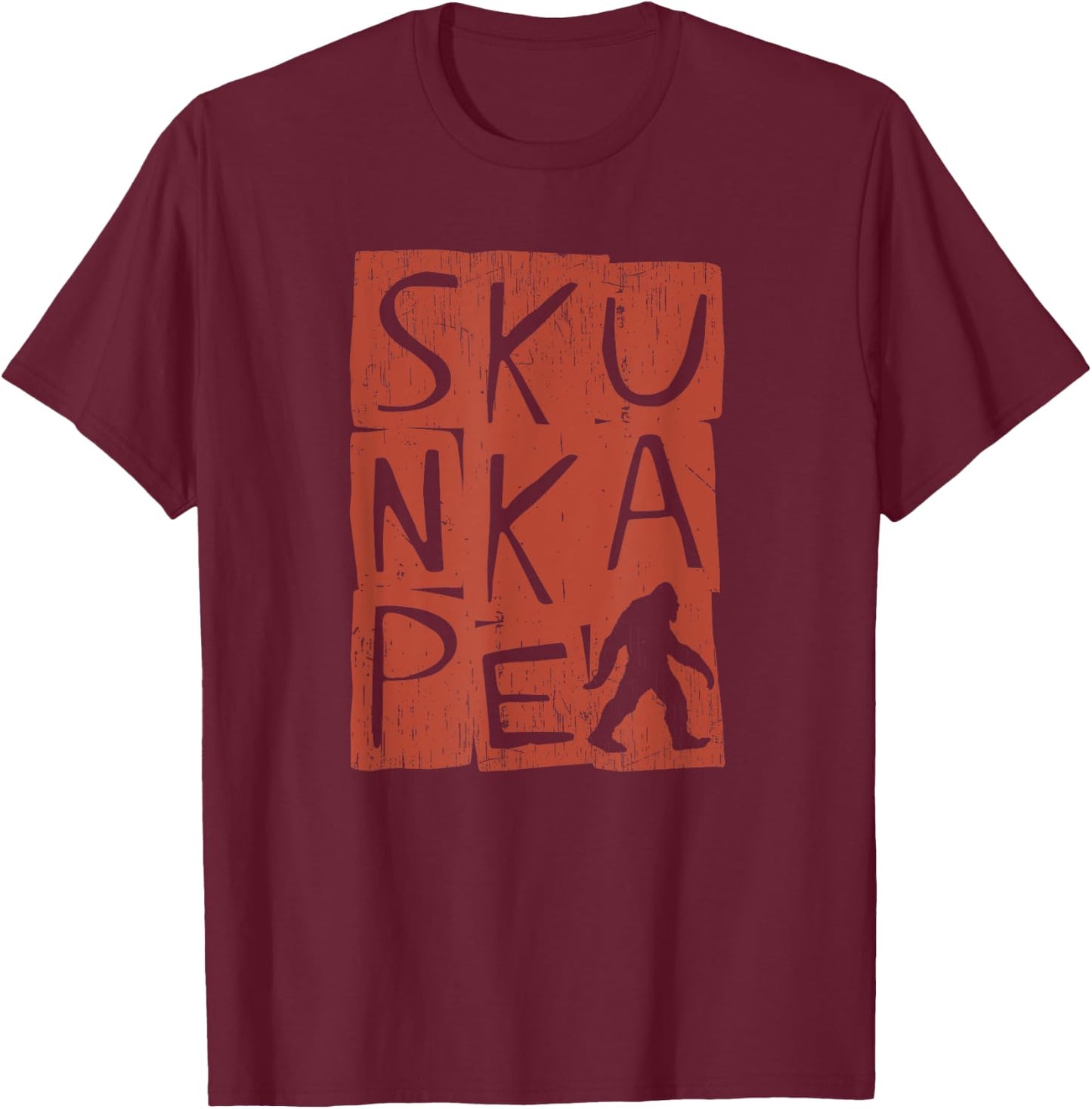 Skunk Ape - Sasquatch Florida Bigfoot Grunge Cryptid T-Shirt - T-Shirt | Maroon