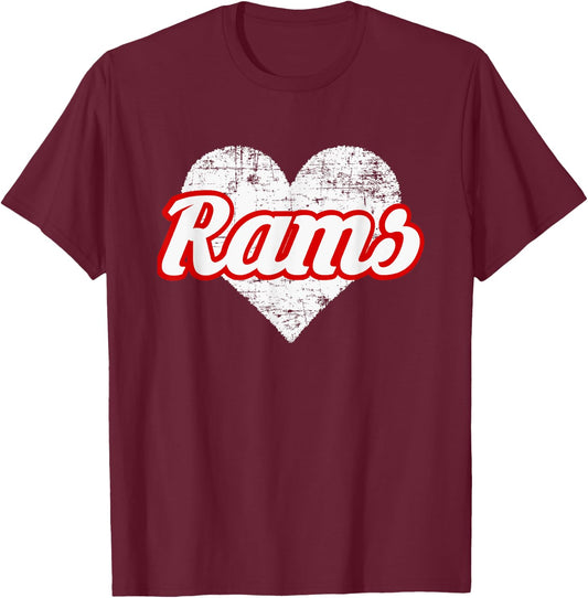 Edgewood Rams Over Heart T-Shirt - T-Shirt | Maroon