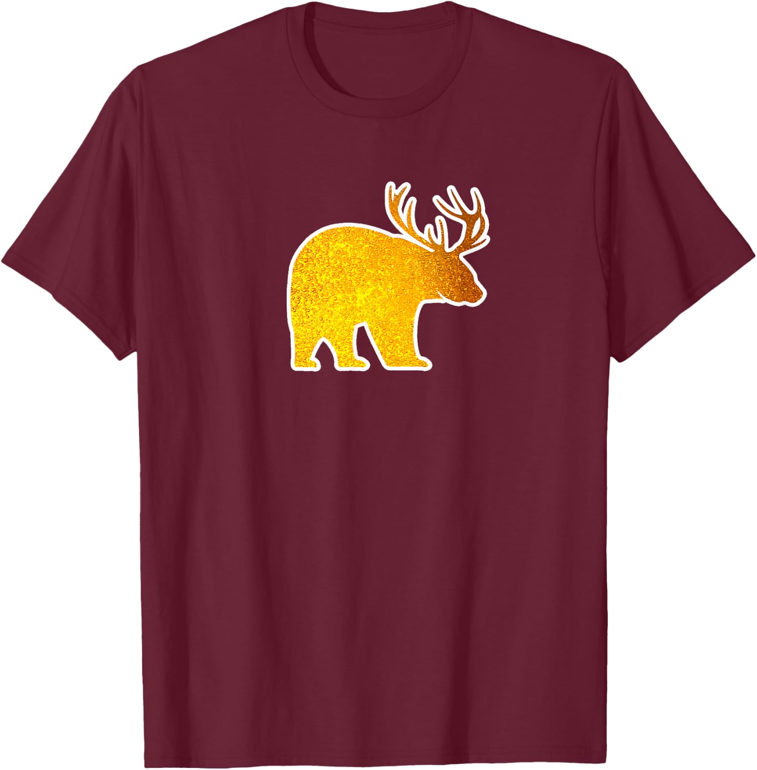 Bear with Deer Antlers Funny Beer Lover Spirit Animal T-Shirt - T-Shirt | Maroon