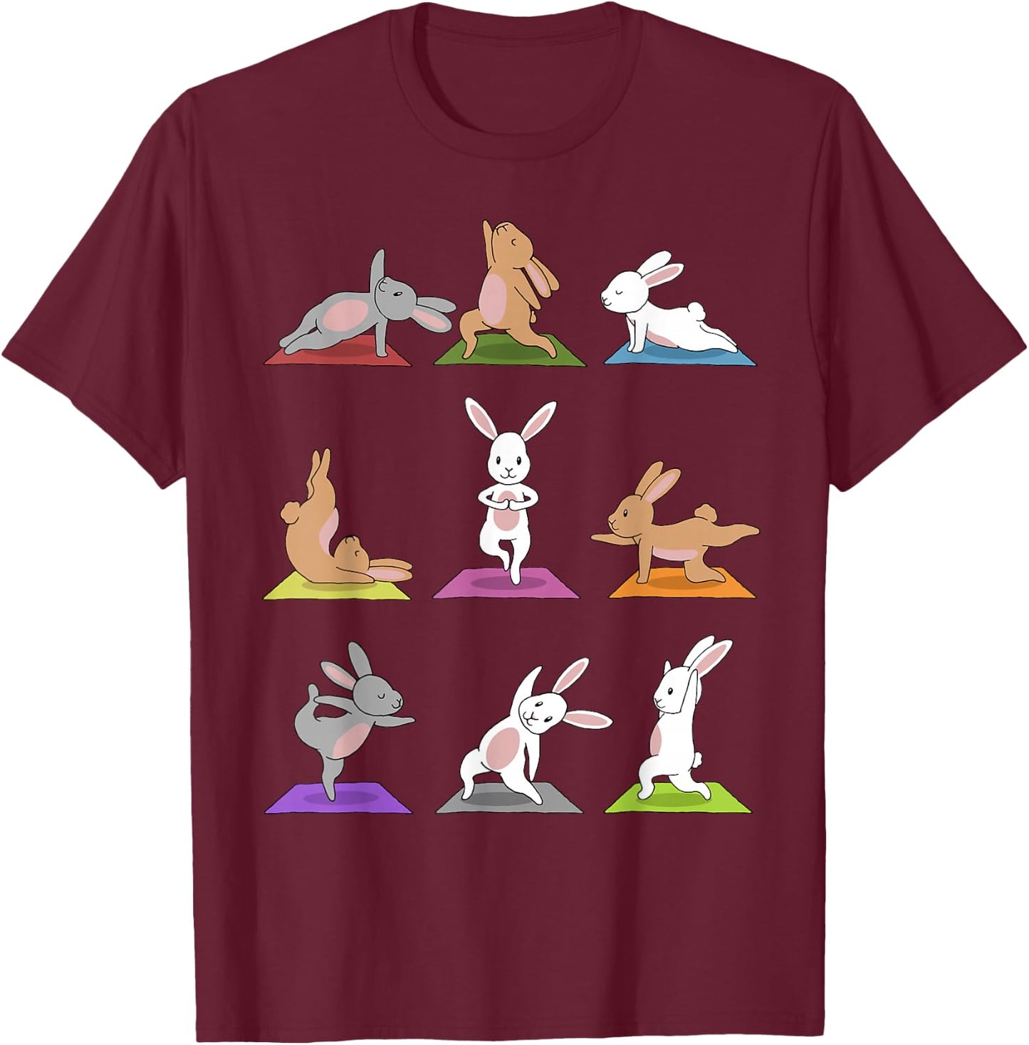 Bunny Yoga Funny Rabbits in Yoga Poses Sports T-Shirt - T-Shirt | Maroon