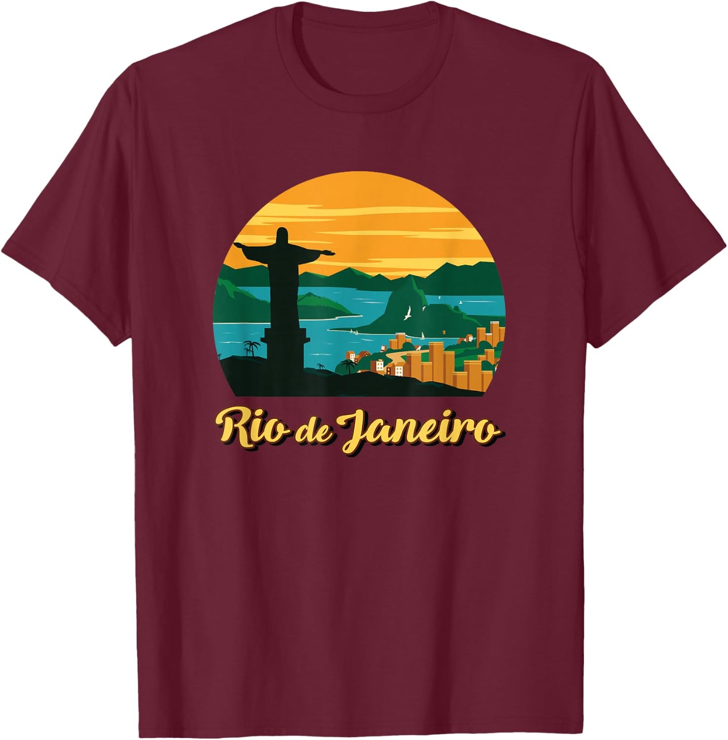 Rio De Janeiro Brazil Beach Surf Ocean Brazilian Island Bay T-Shirt - T-Shirt | Maroon