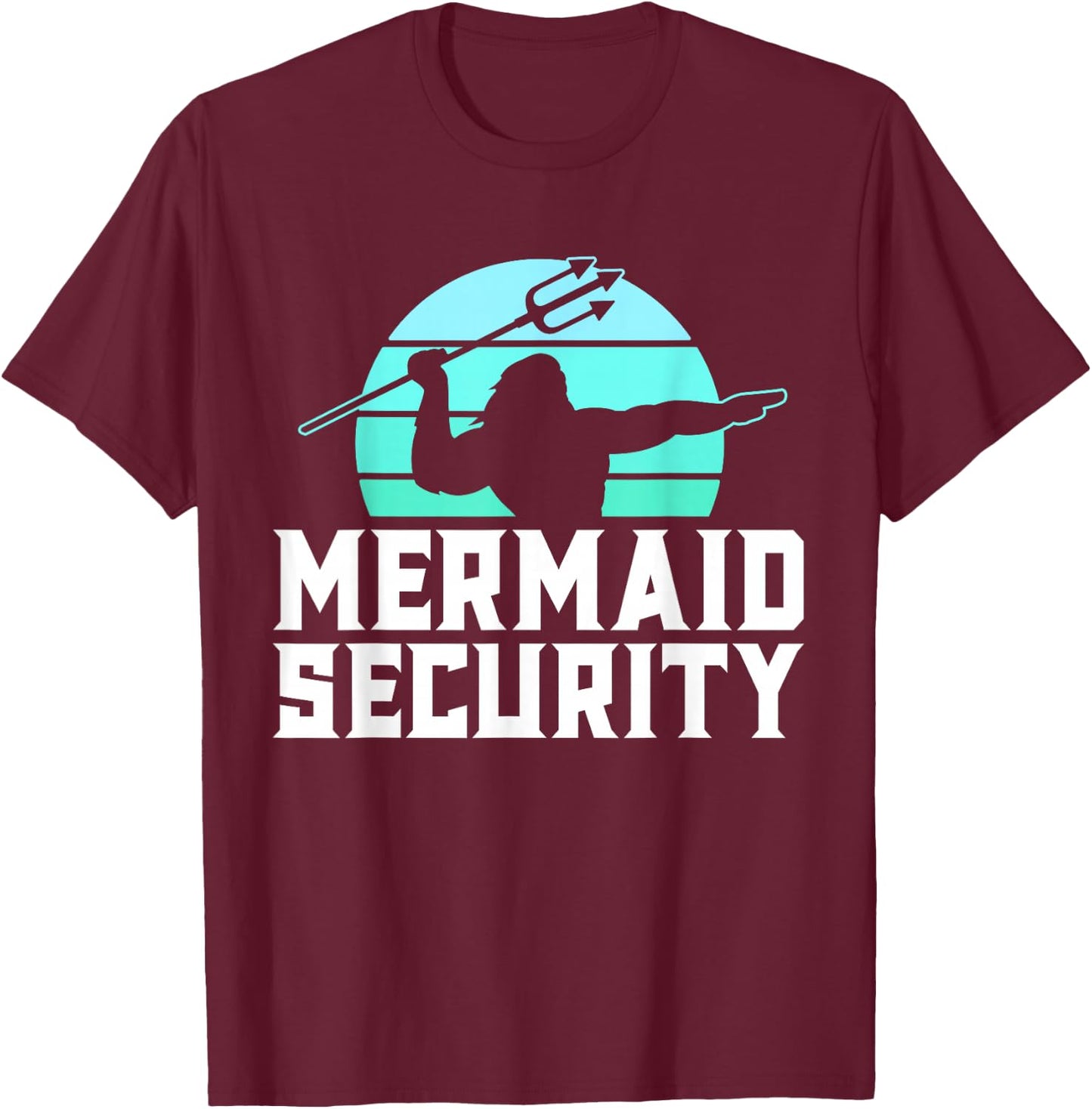 Mermaid Security Shirt Boys Swimmer Dad Merdad Trident T-Shirt - T-Shirt | Maroon