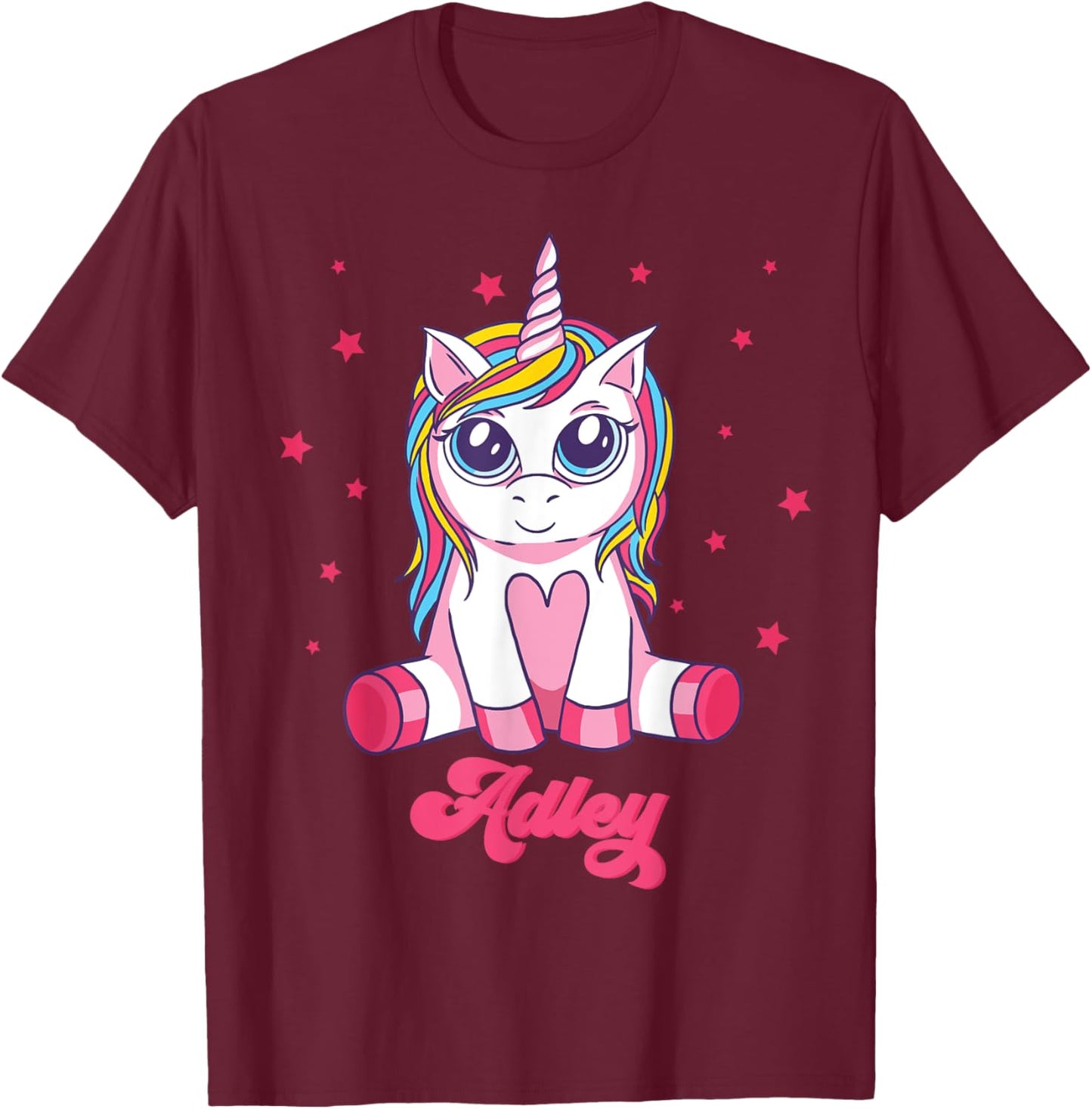 Adley Merch Unicorn Design T-Shirt - T-Shirt | Maroon