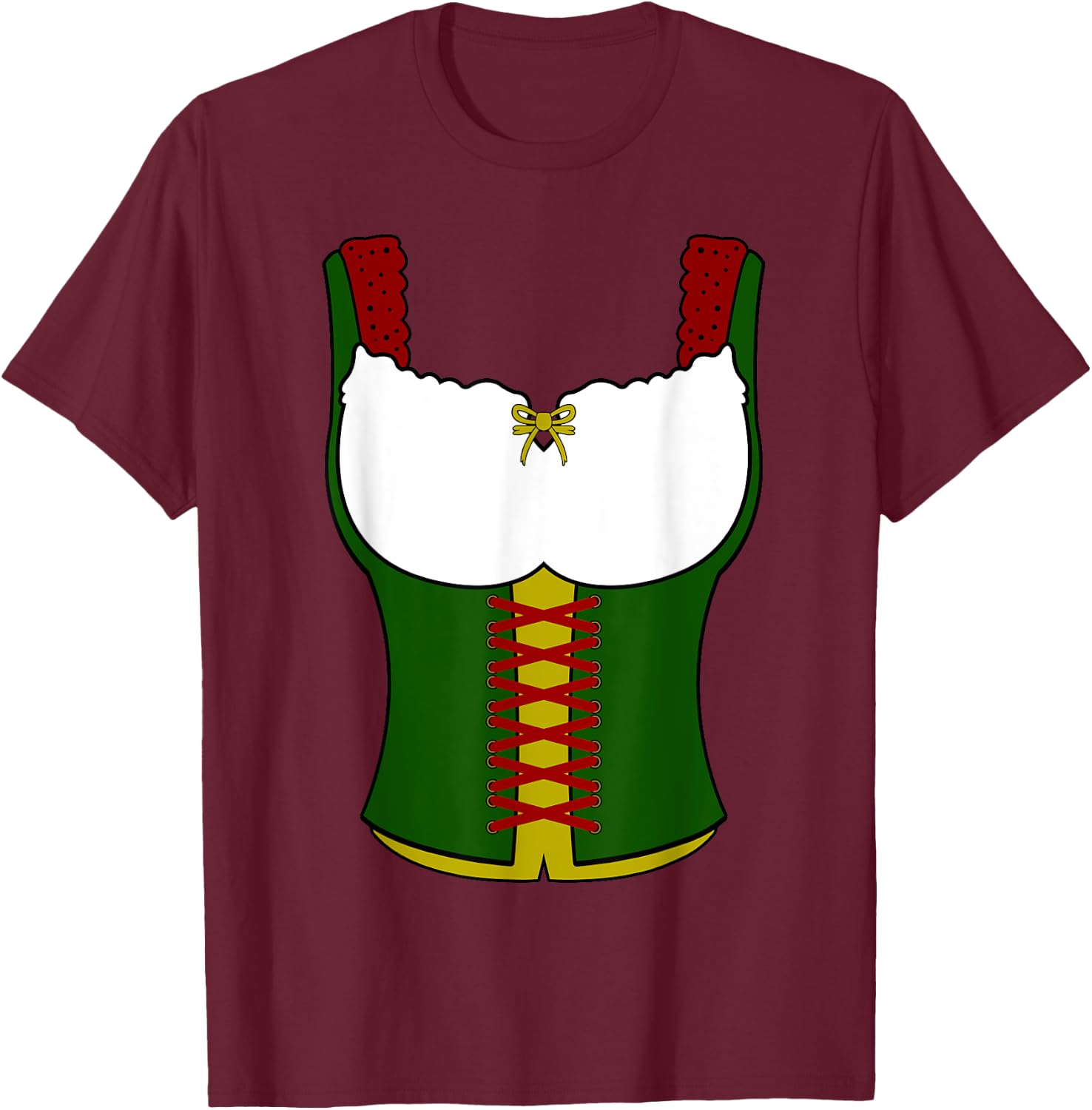 Dirndl Oktoberfest Blouse Dresses Women Costume T-Shirt - T-Shirt | Maroon