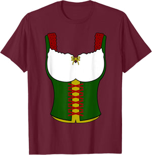 Dirndl Oktoberfest Blouse Dresses Women Costume T-Shirt - T-Shirt | Maroon