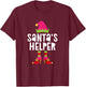 Santa's Helper Shirt Women Girl Matching Christmas Elf T-Shirt - T-Shirt | Maroon