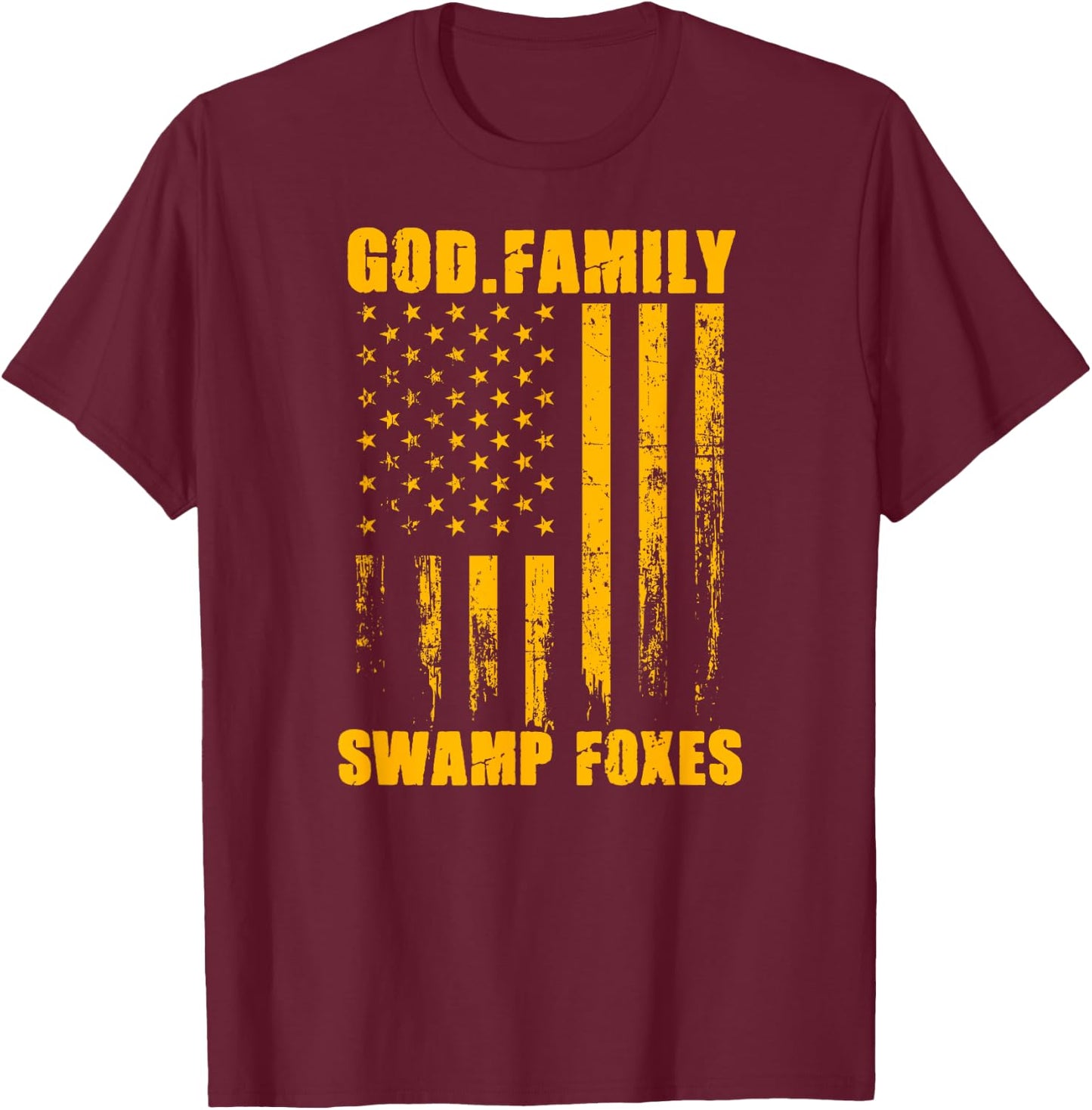 Marion Swamp Foxes God. Family. Vintage USA Flag T-Shirt - T-Shirt | Maroon