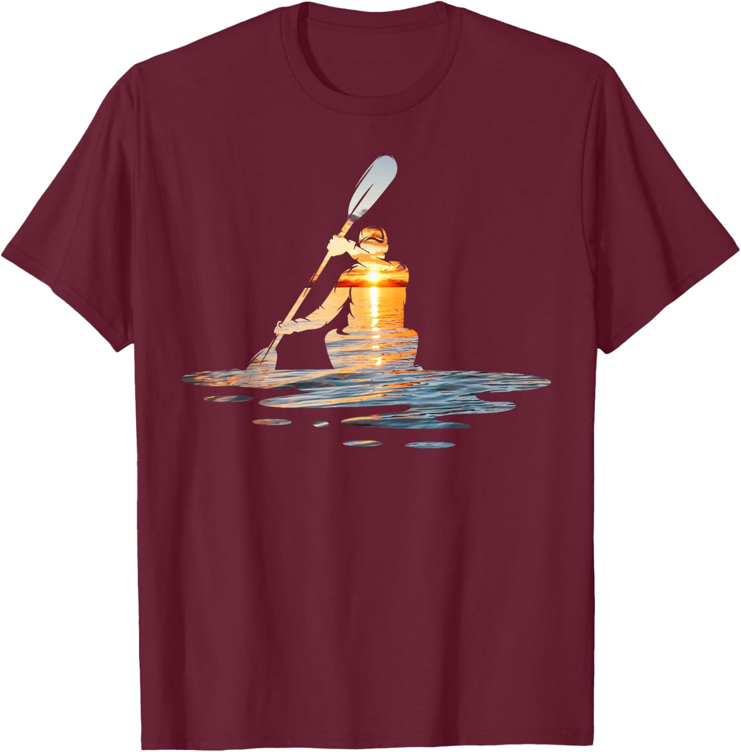Kayaking Silhouette Kayak Kayaker T-Shirt - T-Shirt | Maroon