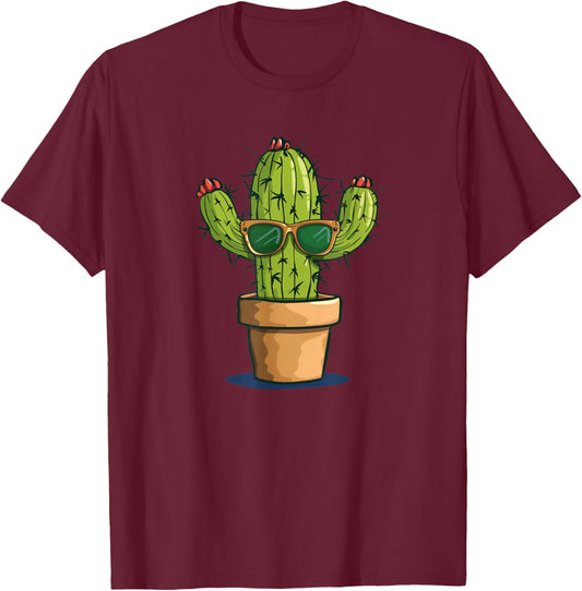 Funny Cactus with Sunglasses Costume for Kids and Adults T-Shirt - T-Shirt | Maroon