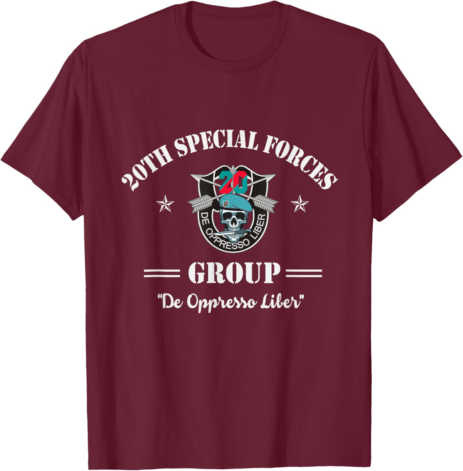 Proud 20th Special Forces Group Veteran 20th SFG 4th of July Women Men T-Shirt - T-Shirt | Maroon