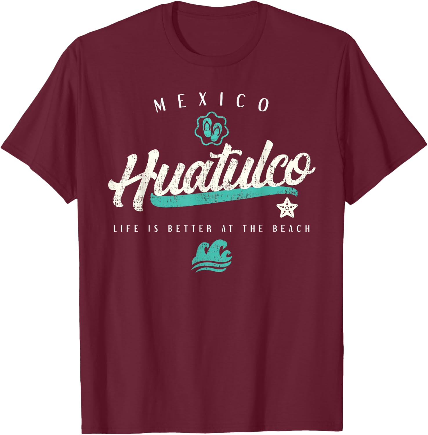 Huatulco Mexico Beach T-Shirt - T-Shirt | Maroon