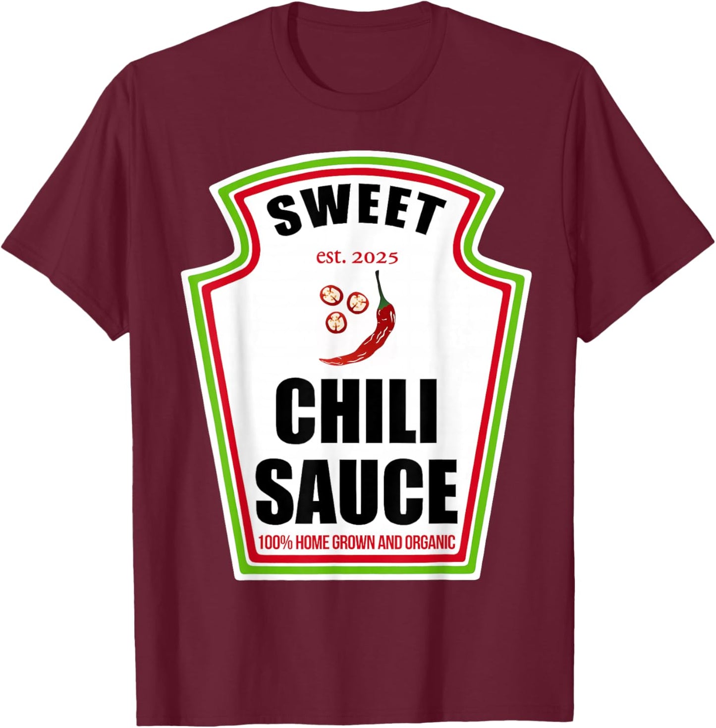 Sweet Chili Sauce Condiment Spice Costume Party Matching T-Shirt - T-Shirt | Maroon