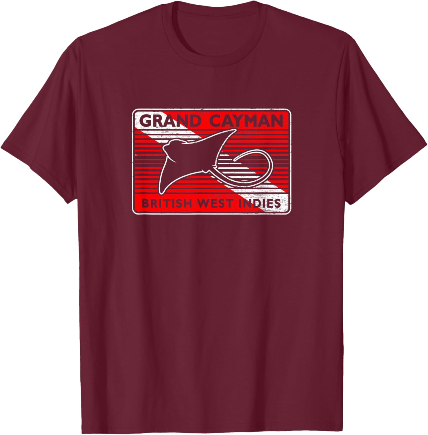 Retro Grand Cayman Islands Stingray City Scuba Diving T-Shirt - T-Shirt | Maroon