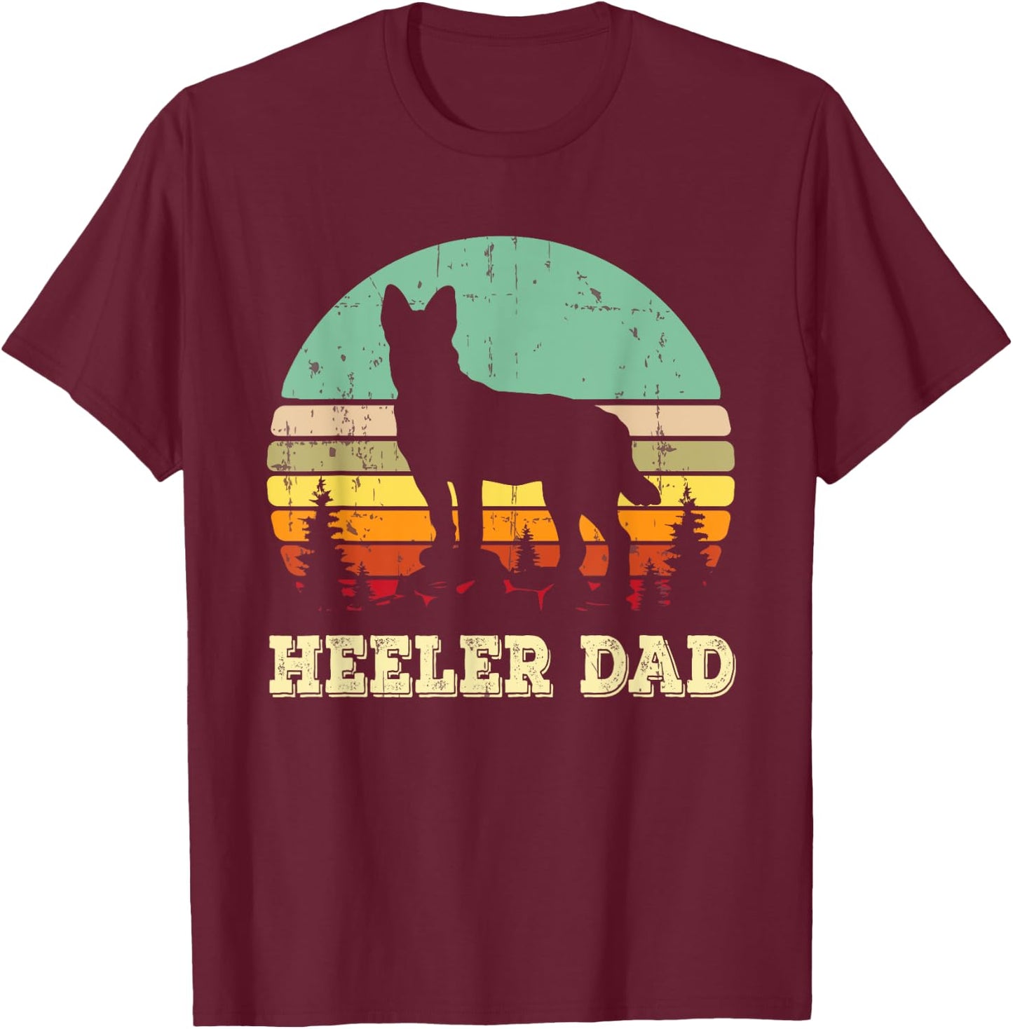 Australian Cattle Dog Red Blue Pet Heeler Dad Cute Gift T-Shirt - T-Shirt | Maroon