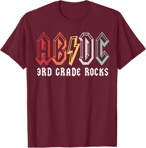 Third Grade Rocks ABCD Back In Class 3rd grade School Third T-Shirt - T-Shirt | Maroon