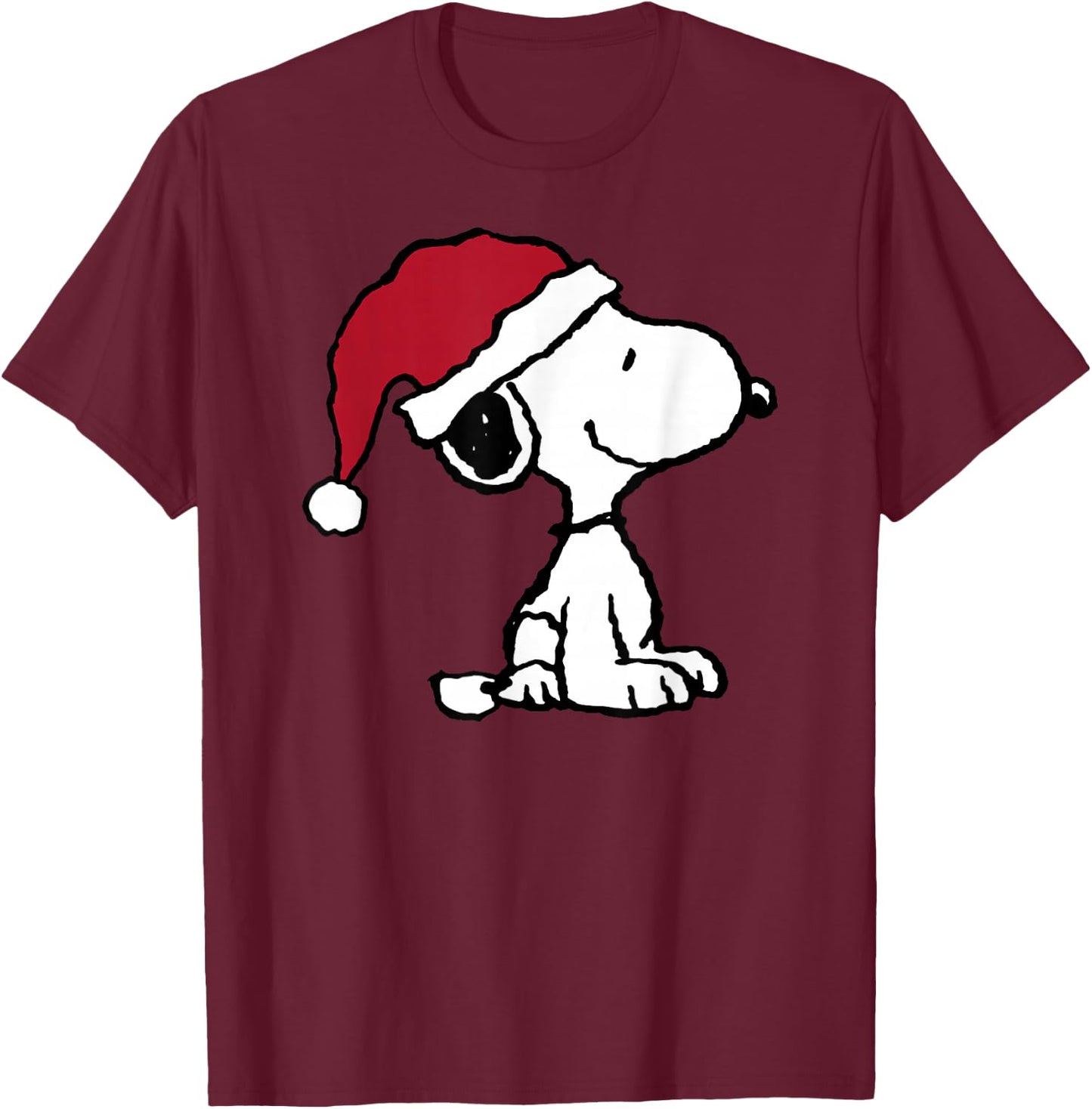 Peanuts Holiday Santa Hat Snoopy T-Shirt - T-Shirt | Maroon