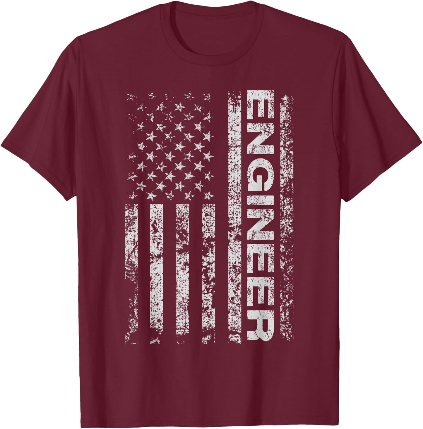 Engineer American USA Flag Funny Mechanical Aircraft Gift T-Shirt - T-Shirt | Maroon