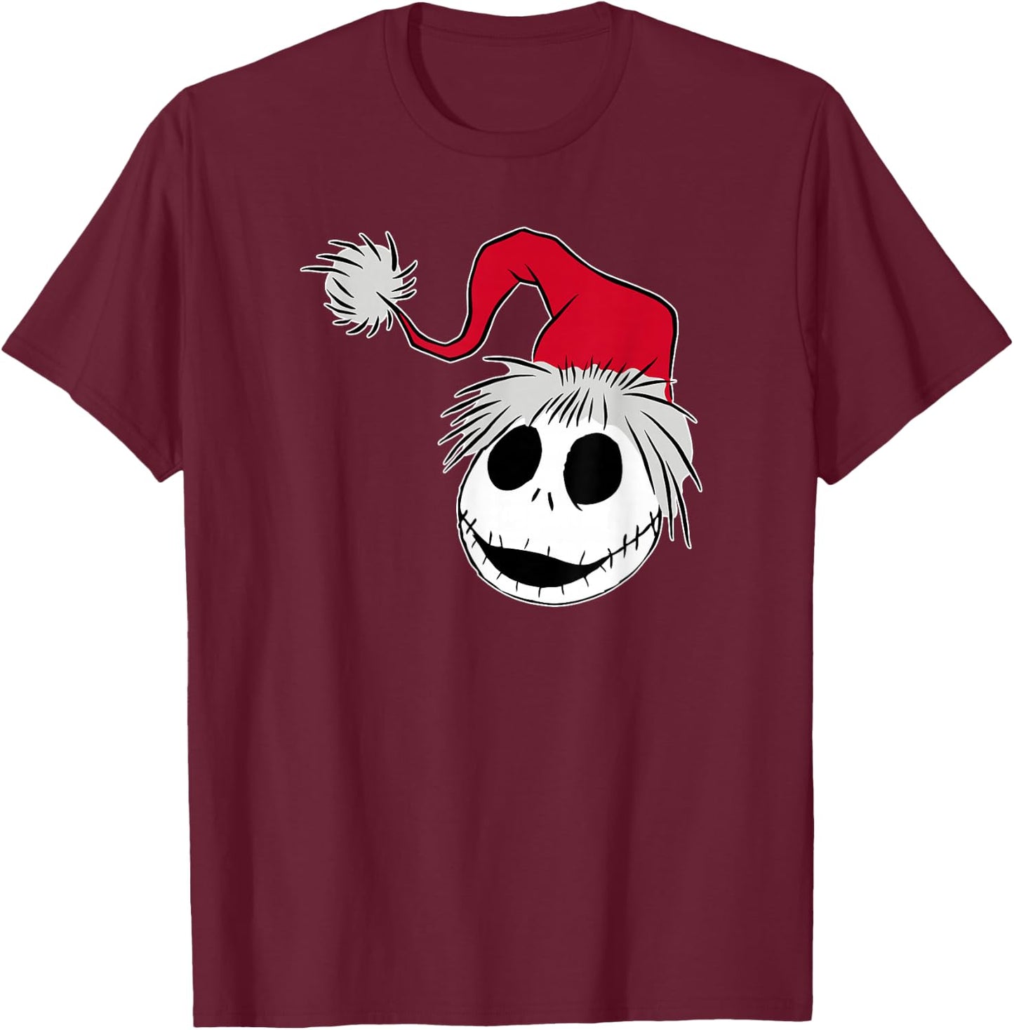 Disney The Nightmare Before Christmas Jack Santa Hat T-Shirt - T-Shirt | Maroon
