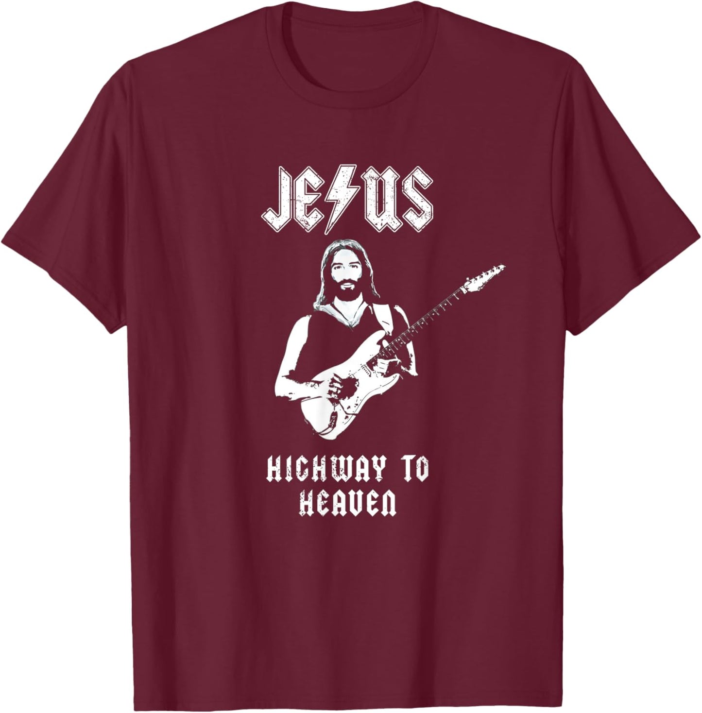 Jesus Rock and Roll Christian Music Worship Bible Verse T-Shirt - T-Shirt | Maroon