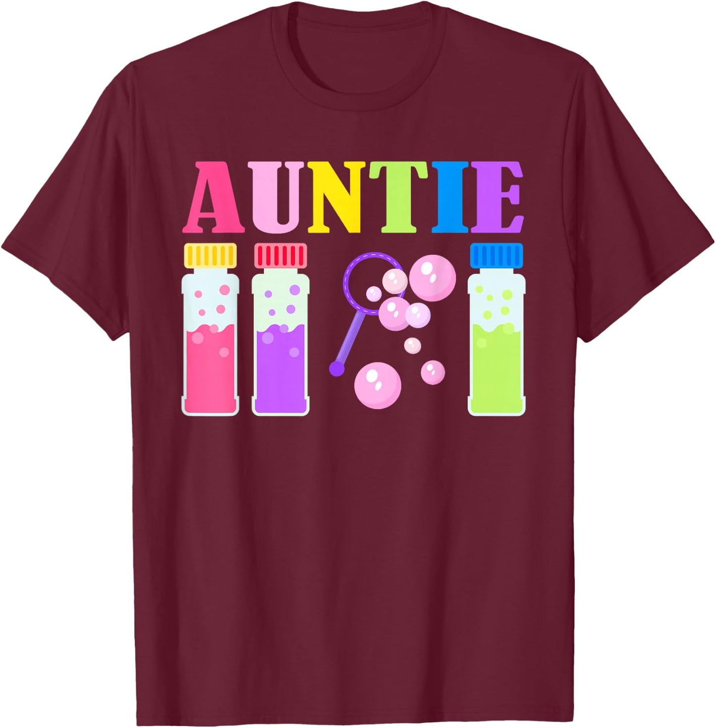 Auntie Wands Bubble Themed Birthday Family Party Matching T-Shirt - T-Shirt | Maroon
