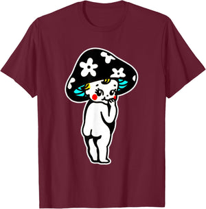 Cute Kewpie Baby Mushroom T-Shirt - T-Shirt | Maroon