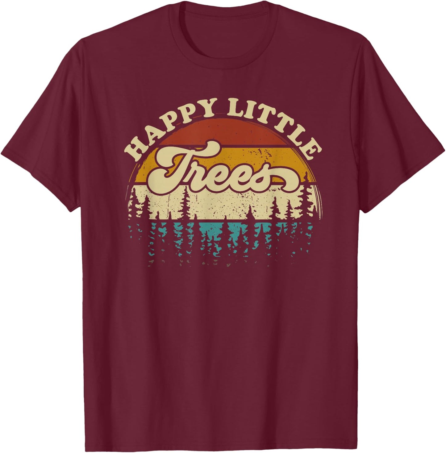 Happy little trees retro Style Camping forest vintage T-Shirt - T-Shirt | Maroon