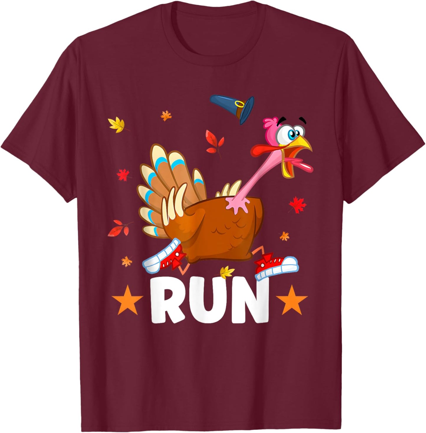 Turkey Run Costume Happy Thanksgiving Running Turkey Trot T-Shirt - T-Shirt | Maroon