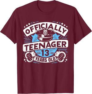 Officially Teenager 13 Year Boy 13th Birthday Cop Police T-Shirt - T-Shirt | Maroon
