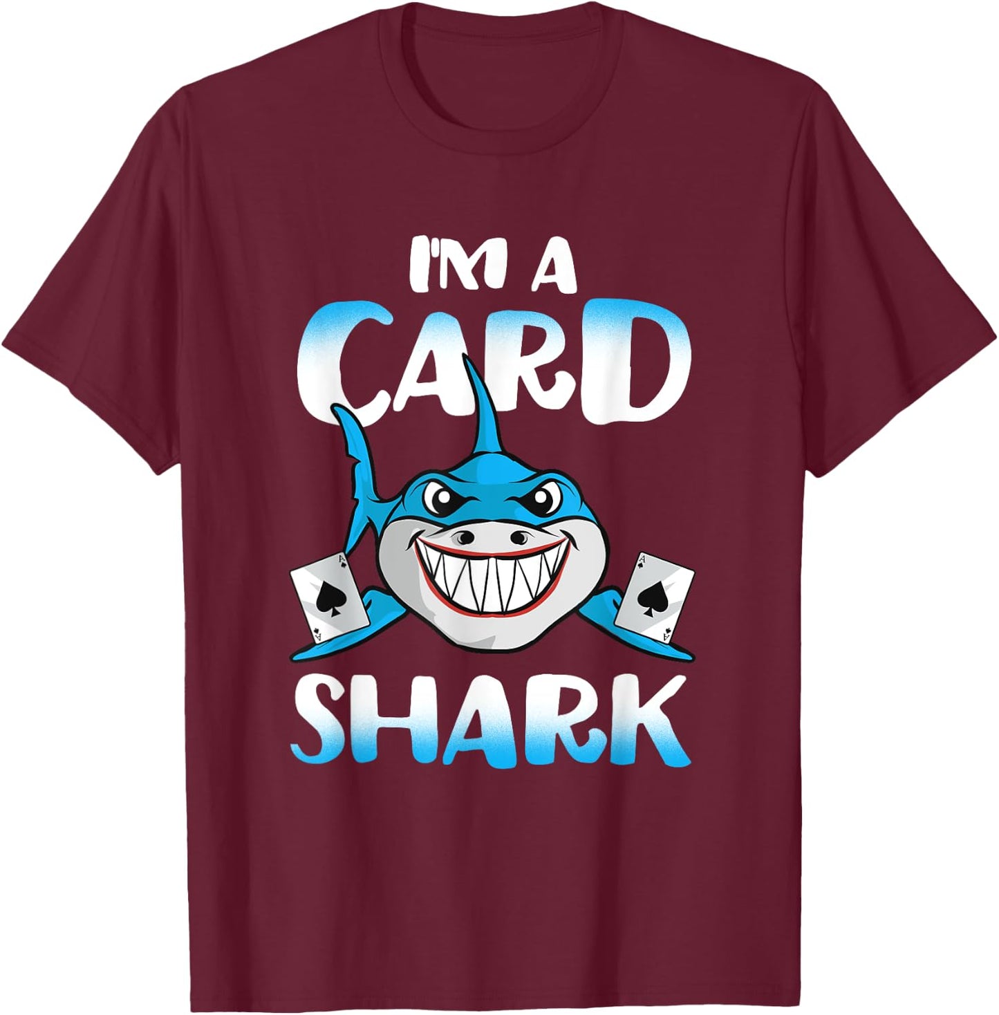 Poker Card Shark Casino Gamble Beach T-Shirt - T-Shirt | Maroon
