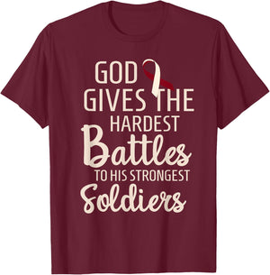 Head & Neck Cancer Fighter Survivor Motivational Burgundy T-Shirt - T-Shirt | Maroon