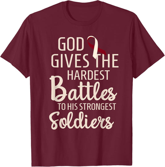 Head & Neck Cancer Fighter Survivor Motivational Burgundy T-Shirt - T-Shirt | Maroon