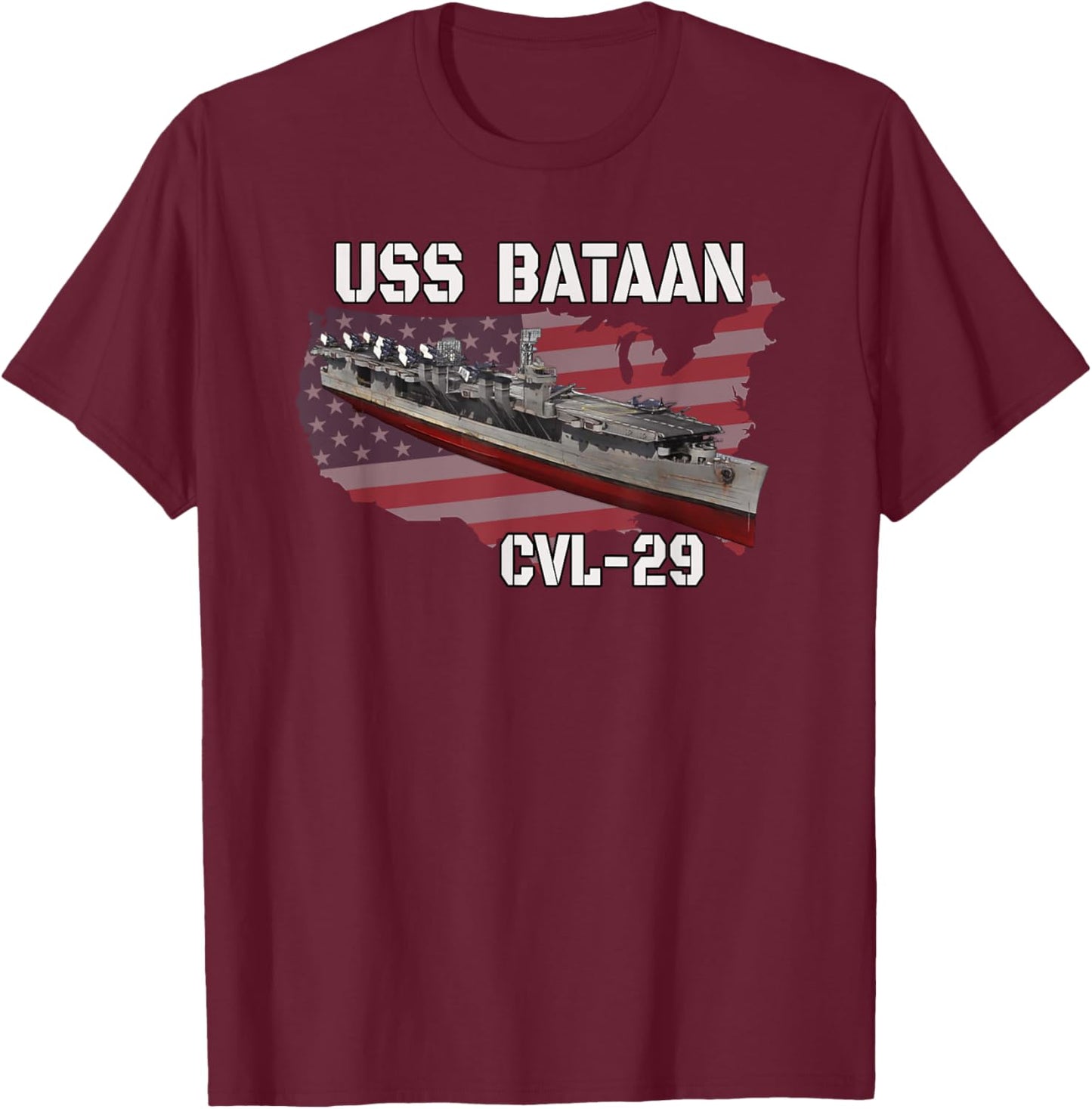 USS Bataan CVL-29 Aircraft Carrier Veterans Day Grandpa T-Shirt - T-Shirt | Maroon