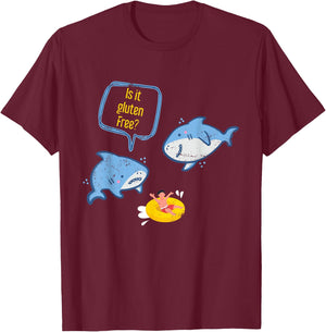 Funny Shark Is It Gluten Free T-Shirt - T-Shirt | Maroon