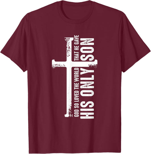Christian Cross Bible Verse Scripture Faith T-Shirt - T-Shirt | Maroon